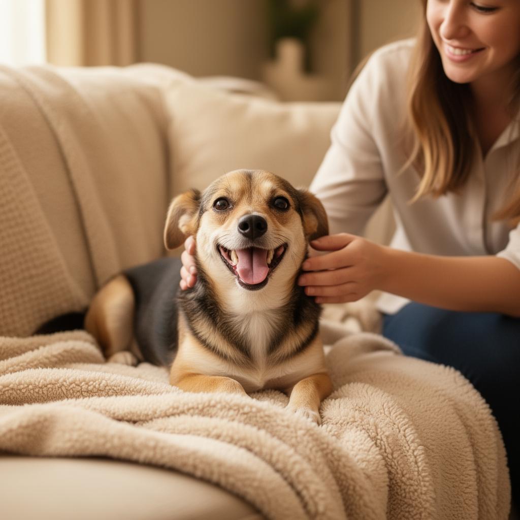 Gato sendo acariciado com carinho durante consulta veterinária em casa